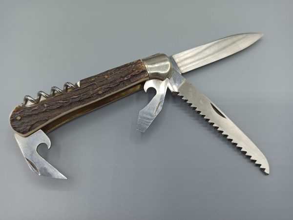 Coltello Jndiana Multiuso Manico Vero Cervo cm 17